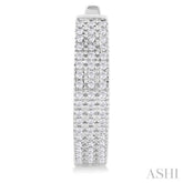 1/3 ctw Triple Row Round Cut Diamond Hoop Earring in 14K White Gold